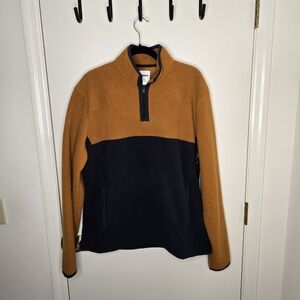 Sonoma  The Supersoft Artic Fleece Tan & Navy 1/4 Zip Pullover XL NWT